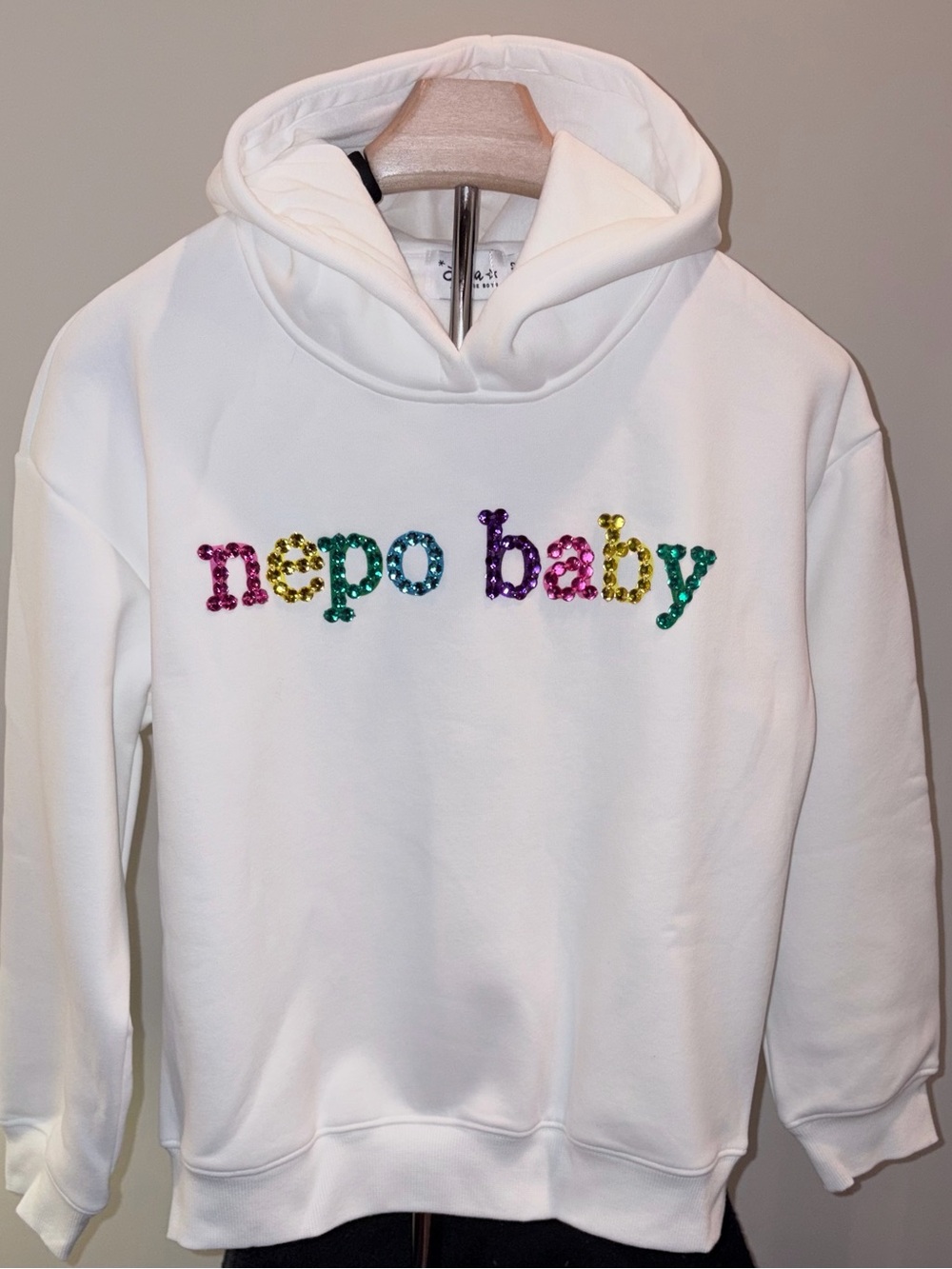 Lola + the Boys Nepo Baby crystal embellished  sweatshirt sz 12 NWT